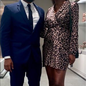 Mini Leopard Wrap Blazer Dress
